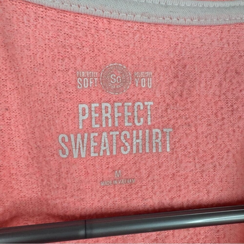 SO Coral Women's Sweatshirt pullover neon sweater long sleeves coral pink orange - Picture 5 of 8